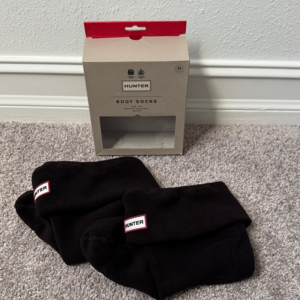Hunter Black Fleece Rain Boot Socks Size Medium Short
